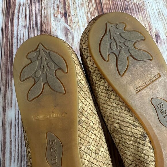 Born CARRIE Women's Size 9 Tan Brown Cork Snake Print Ballet Flats Loafers Shoes - Picture 9 of 10